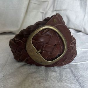 Dark Brown Leather Wide y2k Belt Bronze Buckle
